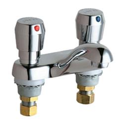 Chicago Faucet - 802-665CP - 4 in Deck Mount Metering Restroom Faucet w/ 4 in Spout image