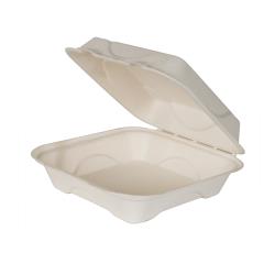 Eco-Products - EP-HC81NFA - 8 in x 8 in Bagasse Clamshells image