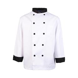 KNG - 10482XL - 2XL White and Black Executive Chef Coat image