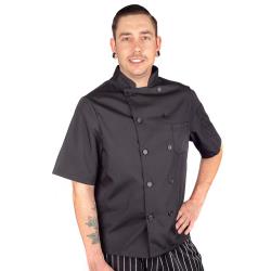 KNG - 3905BLKL - Large Black Mesh Short Sleeve Mens Chef Coat image