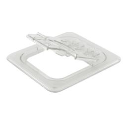Cambro - 60CWLN135 - 1/6 Size Clear Camwear® FlipLid® Hinged Notched Cover image