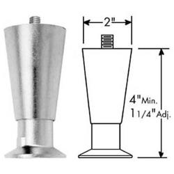 CHG - A70-2020 - 4 in Nickel-Plated Thermoplastic Leg with Matte Nickel Foot 3/8-16 mounting stud image