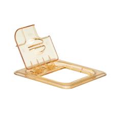 1/6 Size Amber H-Pan™ FlipLid® Hinged Notched High Heat Food Pan Cover
