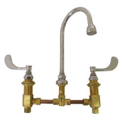 T&S Brass - B-2866-04 - 8 in Deck Mount Restroom Faucet w/ 5 3/4 in Gooseneck Spout image