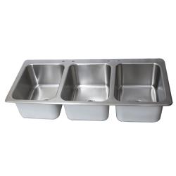 BK Resources - DDI3-162012224 - 16 in x 20 in x 12 in Three Compartment Drop-In Sink image