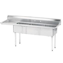 Advance Tabco - FE-3-1620-18L-X - 16 in x 20 in x 12 in 3 Compartment Sink w/ Left Drainboard image