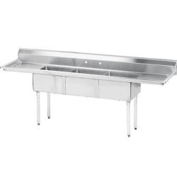 Advance Tabco - FE-3-1620-18RL-X - 16 in x 20 in x 12 in 3 Compartment Sink w/ Left and Right Drainboards image
