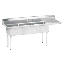 Advance Tabco - FE-3-1812-18R-X - 18 in x 18 in x 12 in 3 Compartment Sink w/ Right Drainboard image