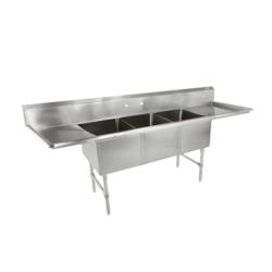 John Boos & Co. - 3B184-2D18-X - 18 in 3 Compartment Sink with Right and Left Drainboard image