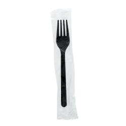 AmerCare - P1405FB - 6 1/2 in Wrapped Black Disposable Plastic Forks image