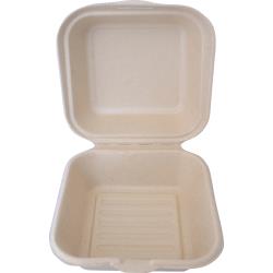 International Tableware - TG-B-66 - 6 in x 6 in x 3 in Hinged Sugarcane Container image