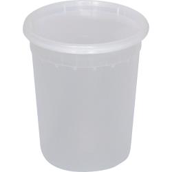 International Tableware - TG-PC-32 - 32 oz Plastic Soup/Deli Container with Lid image