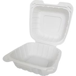 International Tableware - TG-PM-66 - 6 in x 6 in x 3 in Hinged Plastic Container image