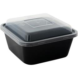 International Tableware - TG-PP-16-S - 16 oz Plastic Square To Go Container with Lid image