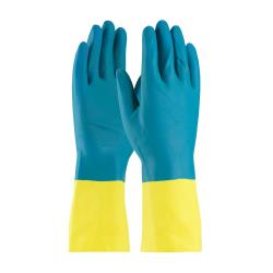 PIP - 52-3670/M - Medium 12 In Yellow 28 mil Latex Gloves w/ Blue Neoprene Coating image