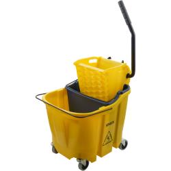 Carlisle - 9690404 - OmniFit™ Yellow Mop Bucket Combo with Side Press Wringer and Soiled Water Insert image