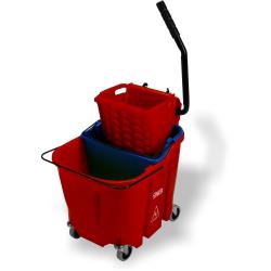Carlisle - 9690405 - OmniFit™ Red Mop Bucket Combo with Side Press Wringer and Soiled Water Insert image