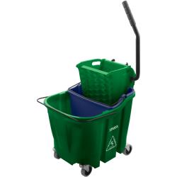 Carlisle - 9690409 - OmniFit™ Green Mop Bucket Combo with Side Press Wringer and Soiled Water Insert image