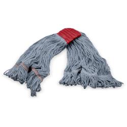 Carlisle - 369553B00 - 4-Ply Large Blue Looped-End Mop Natural W/Red Band image