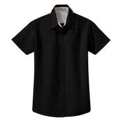 KNG - 1182BLK3XL - 3XL Black Women's Short Sleeve Dress Shirt image