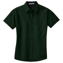 KNG - 1182FGN3XL - 3XL Dark Green Women's Short Sleeve Dress Shirt image