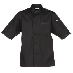 Chef Works - VSSS-BBK-M - Medium Black Valais V-Series Chef Coat image