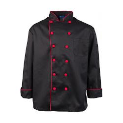 KNG - 2118BKRDL - Large Executive Black and Red Chef Coat image