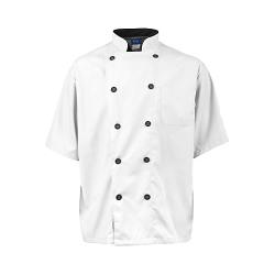 KNG - 2124WHBK2XL - 2XL Men's Active White Short Sleeve Chef Coat image
