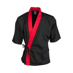 KNG - 2129BKRD2XL - 2XL Black and Red 3/4 Sleeve Sushi Chef Coat image