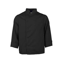 KNG - 2577BLKL - Lg Lightweight Long Sleeve Black Chef Coat image