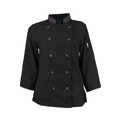 KNG - 2125BKSLS - Small Women's Active Black 3/4 Sleeve Chef Coat image