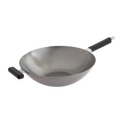 Joyce Chen - J22-0060 - 14 in Uncoated Carbon Steel Flat Bottom Wok with Phenolic Handles image
