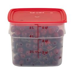 Cambro - 6SFSPROPP190 - 6 qt Square Red Graduation FreshPro Food Container image