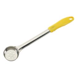 Winco - FPP-1 - 1 oz Perforated Yellow Stainless Steel Portion Spoon image