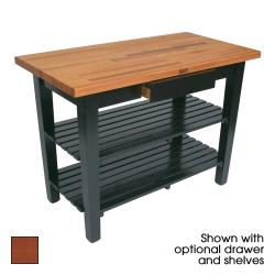 John Boos - OC4825-D-2S-CR - 48" Cherry Stain Oak Table w/ Drawer & (2) Shelves image