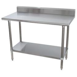 Advance Tabco - KMSLAG-244-X - 48 in x 24 in Stainless Steel Work Table w/ S/S Undershelf and 5 in Backsplash image