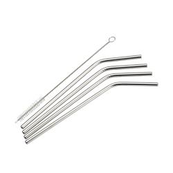 Winco - SSTW-8C - 8 1/2 in Stainless Steel Bent Drinking Straws image