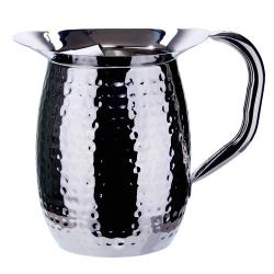 Winco - WPB-2CH - 2 Qt Stainless Steel Hammered Pitcher with Ice Catcher image