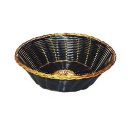 Winco - PWBK-8R - Round Black/Gold Woven Basket image