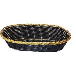 Winco - PWBK-9V - Oval Black/Gold Woven Basket image