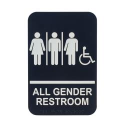 Winco - SGNB-608 - 6 in x 9 in All Gender Handicap Accessible Restroom Sign image