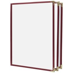 KNG - 3967BRGGLD - 8 1/2 in x 11 in 3 Page Burgandy and Gold Menu Cover image