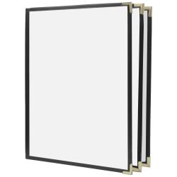 KNG - 3972BLKGLD - 8 1/2 in x 14 in 3 Page Black and Gold Menu Cover image