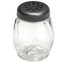 Tablecraft - 260BK - 6 oz Glass Shaker with Black Plastic Perforated Top image