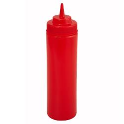 Winco - PSW-12R - 12 oz Red Wide Mouth Squeeze Bottle image