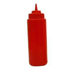 Winco - PSW-32R - 32 oz Red Wide-Mouth Squeeze Bottle image