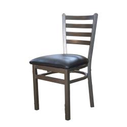 Oak Street Mfg. - SL2160p-SV-BLK - Ladderback Chair w/Black Vinyl Seat & Silvervein Frame image