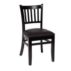 Oak Street Mfg. - WC102BLK-BLK - Verticalback Black Wood Chair w/Black Vinyl Seat image