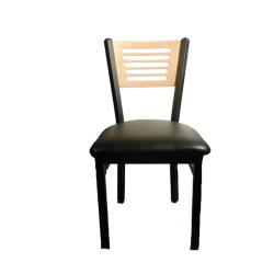 Oak Street - SL2150-5-N-BLK - 5-Line Natural Wood Back Chair w/Black Vinyl Seat image