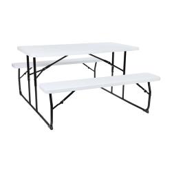 Flash Furniture - RB-EBB-1470FD-WH-GG - White Wood Grain Folding Picnic Table and Benches image